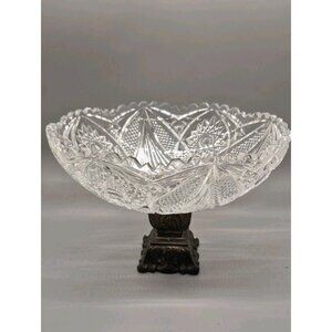GORGEOUS ANTIQUE AMERICAN BRILLIANT PERIOD CRYSTAL CUT GLASS PUNCH BOWL